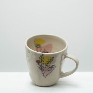 Large mug with hand painted decoraton