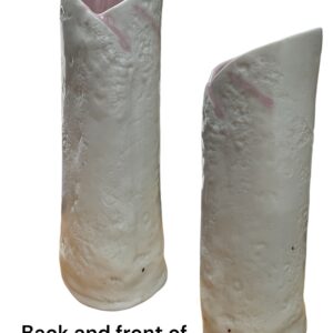 Porcelain textured lace vase, pink interior